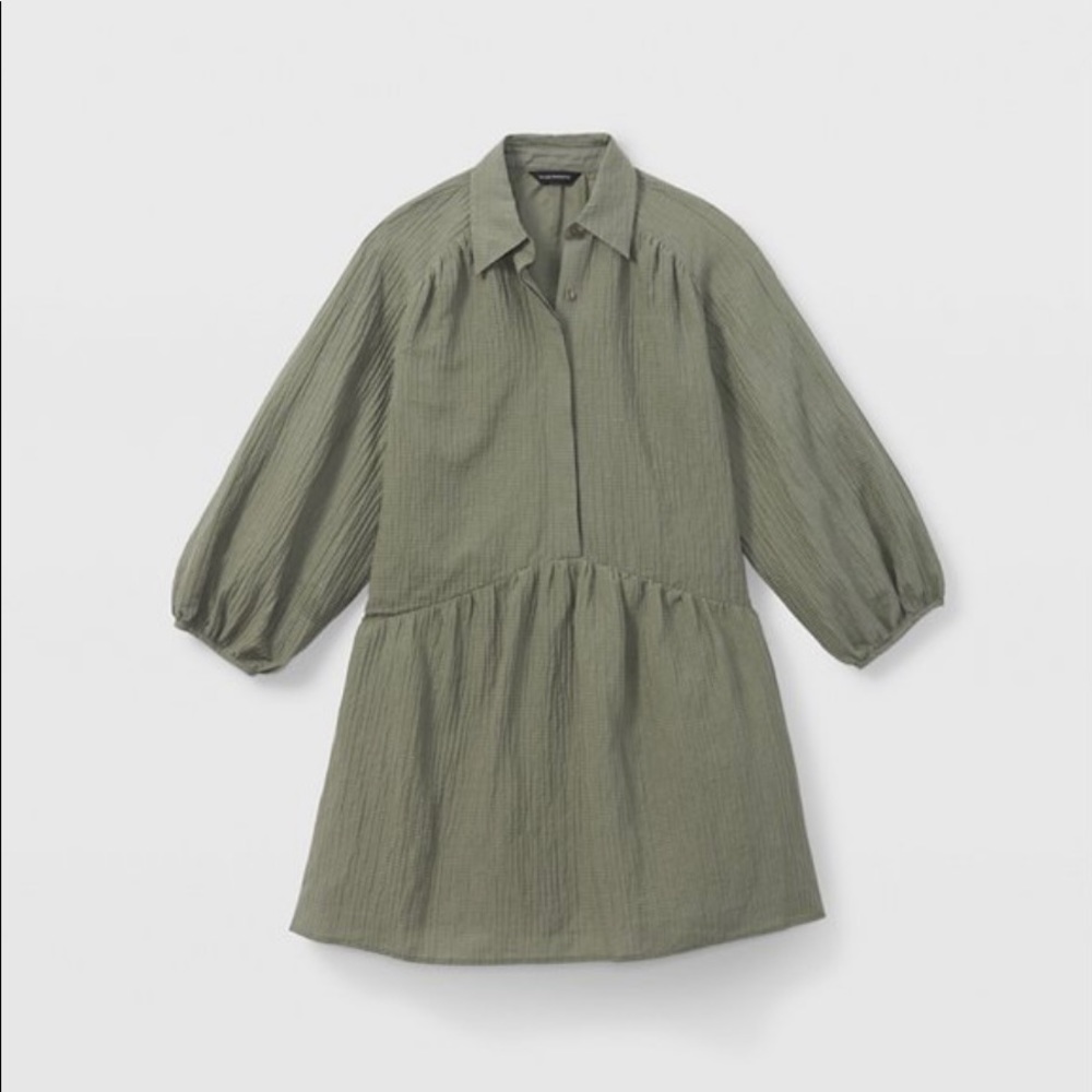 Club Monaco XS Puff Sleeve Mini Shirt Dress- Seaspray